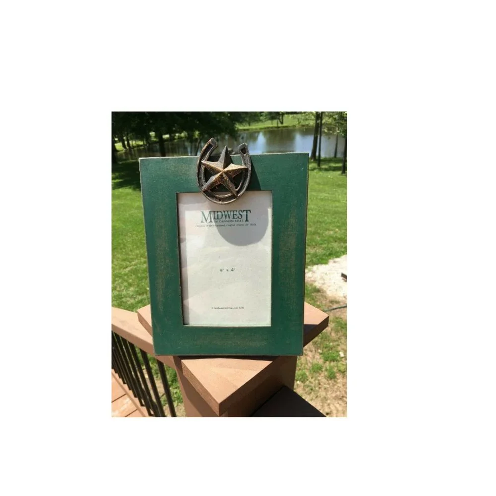 Western Green Picture Frame Horseshoe Texas Star 6 x 4 Midwest Cannon Falls NEW
